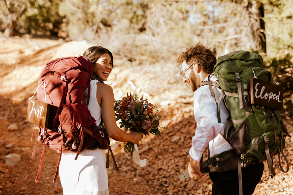 Bride & Groom Backpacking for their Elopement in Bryce Canyon National Park
